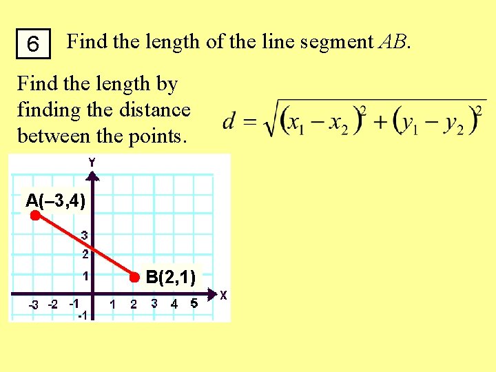 6 Find the length of the line segment AB. Find the length by finding