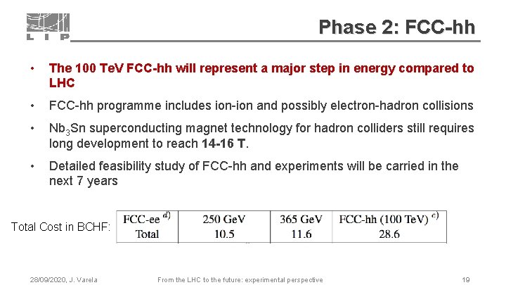 Phase 2: FCC-hh • The 100 Te. V FCC-hh will represent a major step