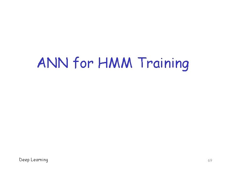 ANN for HMM Training Deep Learning 69 