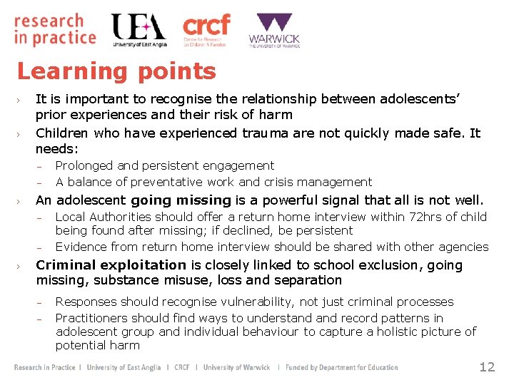 Learning points › › It is important to recognise the relationship between adolescents’ prior