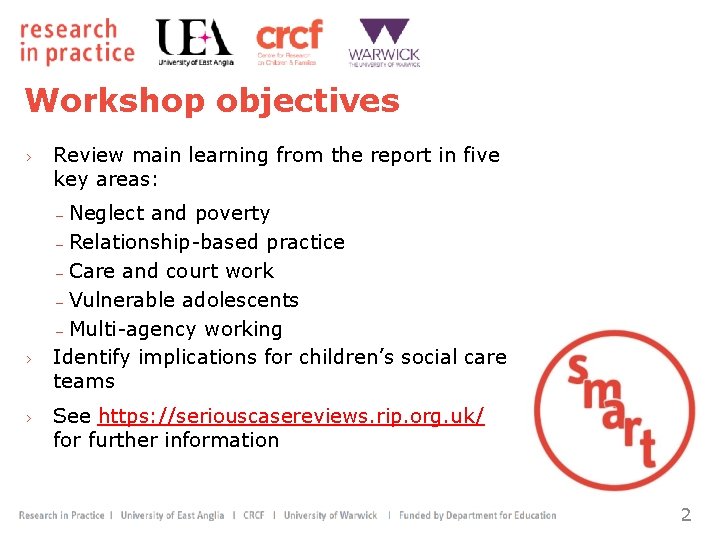 Workshop objectives › Review main learning from the report in five key areas: Neglect