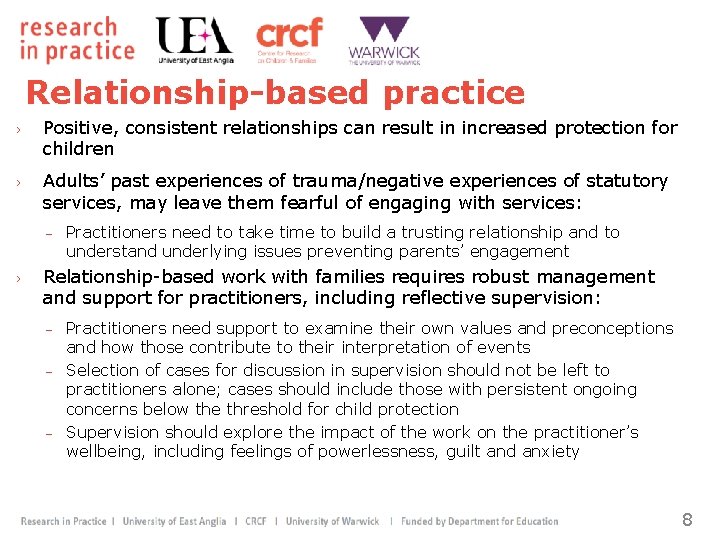 Relationship-based practice › Positive, consistent relationships can result in increased protection for children ›