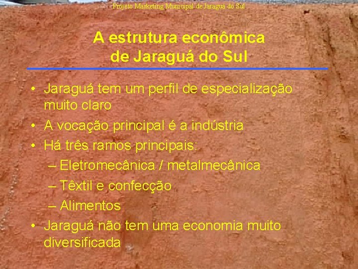 Projeto Marketing Municipal de Jaraguá do Sul A estrutura econômica de Jaraguá do Sul