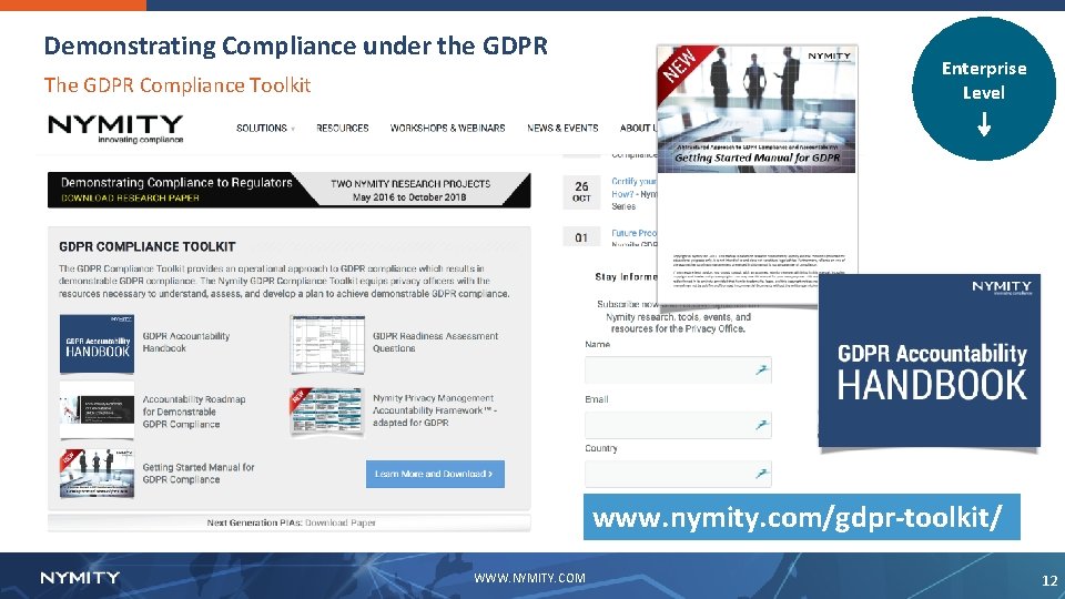 Demonstrating Compliance under the GDPR The GDPR Compliance Toolkit Enterprise Level ⇣ www. nymity.
