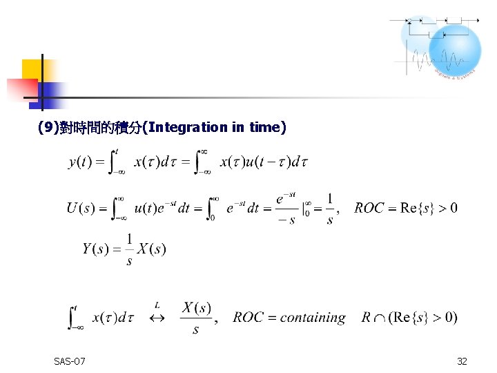 (9)對時間的積分(Integration in time) SAS-07 32 