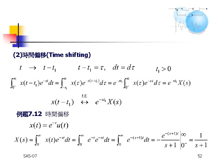 (2)時間偏移(Time shifting) 例題7. 12 時間偏移 SAS-07 52 