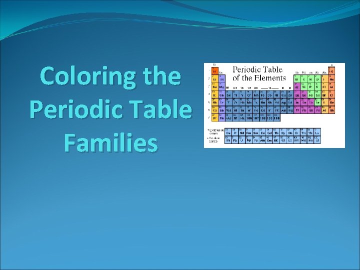 Coloring the Periodic Table Families 