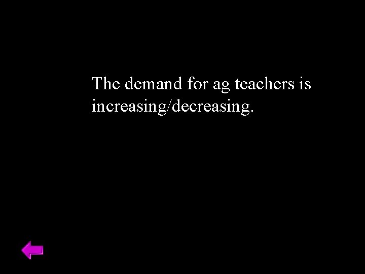 The demand for ag teachers is increasing/decreasing. 