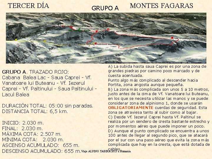 TERCER DÍA GRUPO A B C MONTES FAGARAS C D A A) La subida