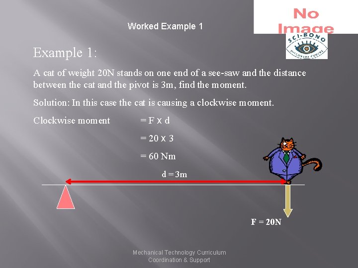 Worked Example 1: A cat of weight 20 N stands on one end of