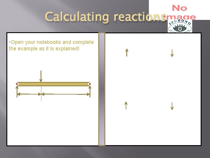 Calculating reactions • Open your notebooks and complete the example as it is explained!
