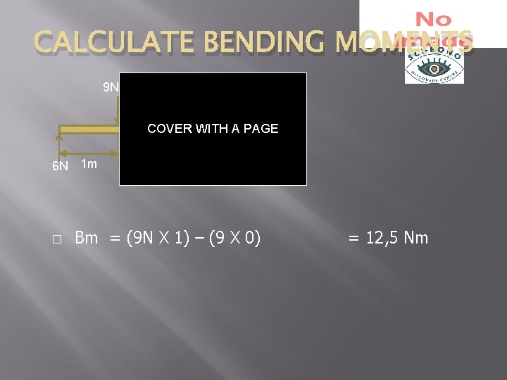 CALCULATE BENDING MOMENTS 9 N COVER WITH A PAGE 6 N 1 m �