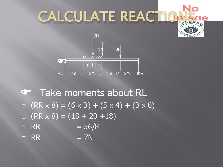 CALCULATE REACTIONS 6 N 5 N RL 3 N 1 m l 1 m