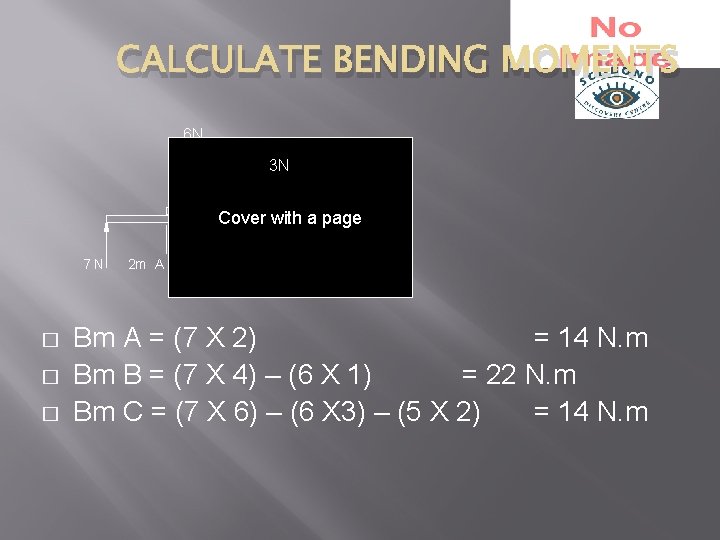 CALCULATE BENDING MOMENTS 6 N 5 N 3 N Cover with a page 1