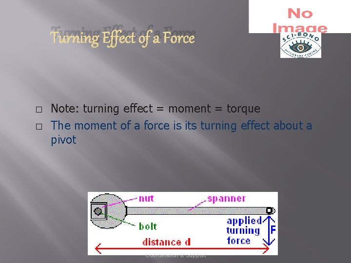 Turning Effect of a Force � � Note: turning effect = moment = torque