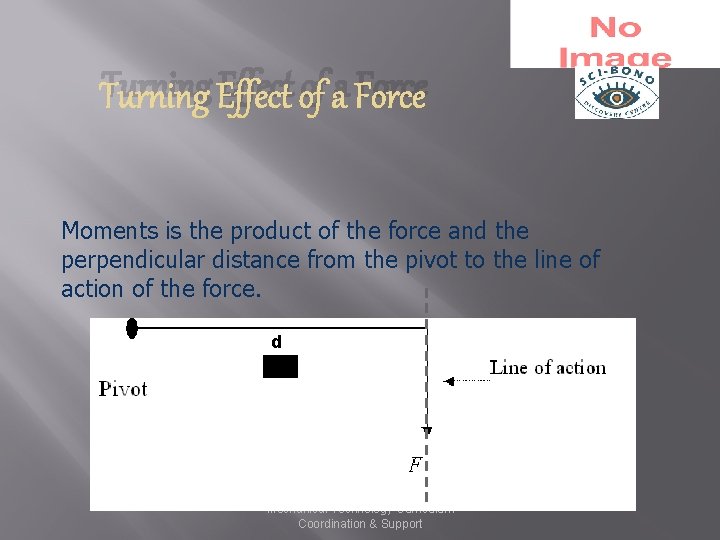 Turning Effect of a Force Moments is the product of the force and the