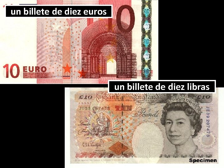 un billete de diez euros un billete de diez libras 