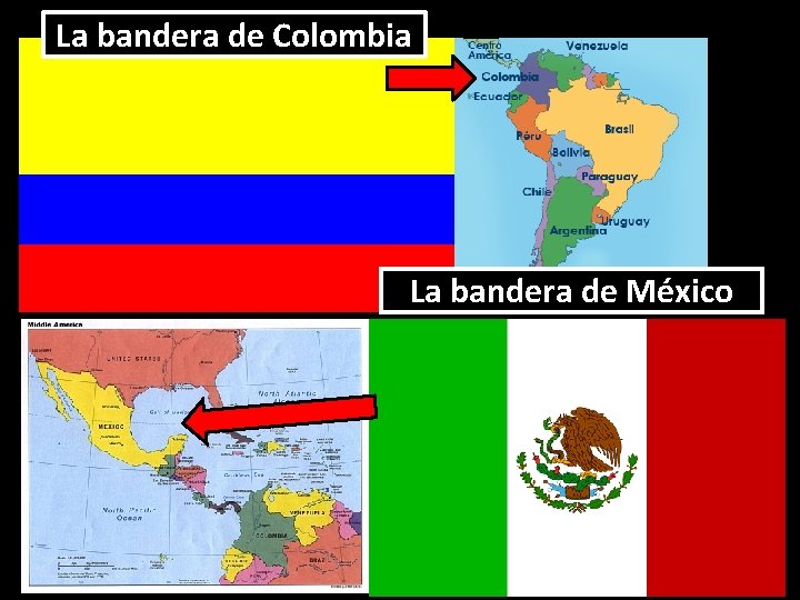 La bandera de Colombia La bandera de México 