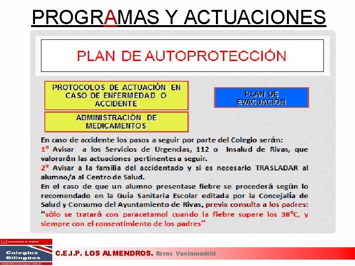 PROGRAMAS Y ACTUACIONES C. E. I. P. LOS ALMENDROS Rivas Vaciamadrid 