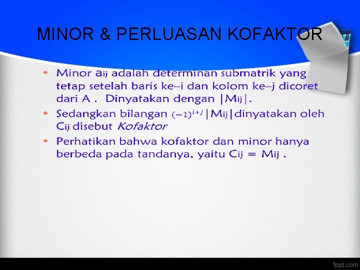 MINOR & PERLUASAN KOFAKTOR • 