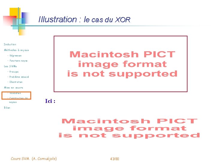 Illustration : le cas du XOR Induction Méthodes à noyaux • Régression • Fonctions