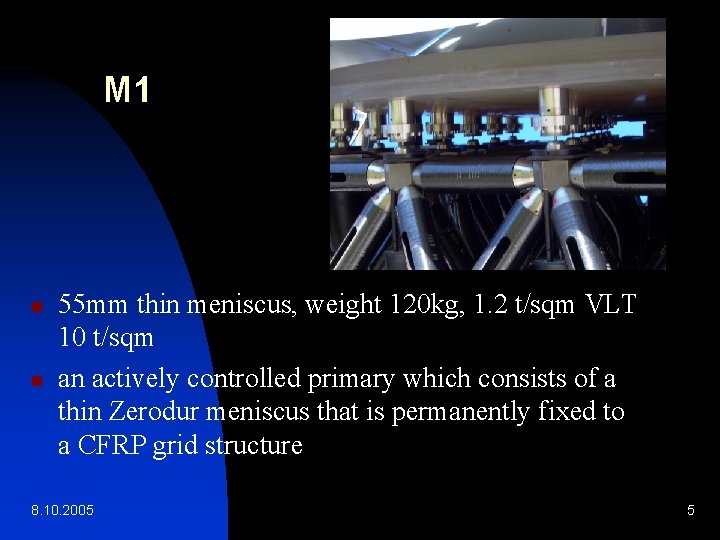 M 1 n n 55 mm thin meniscus, weight 120 kg, 1. 2 t/sqm