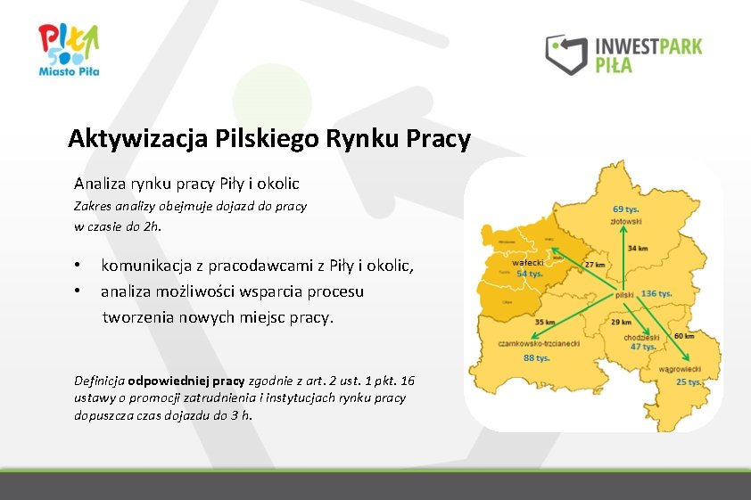 Aktywizacja Pilskiego Rynku Pracy Analiza rynku pracy Piły i okolic Zakres analizy obejmuje dojazd