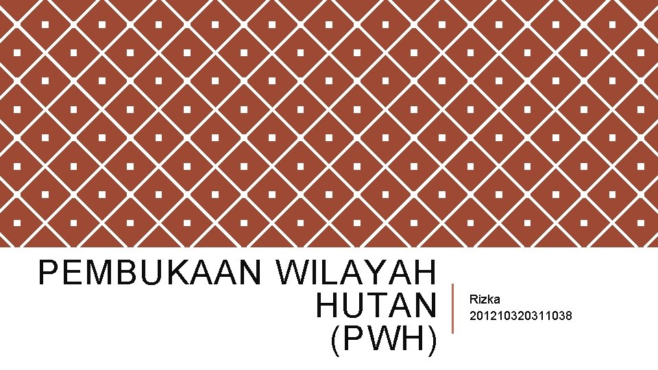 PEMBUKAAN WILAYAH HUTAN (PWH) Rizka 201210320311038 