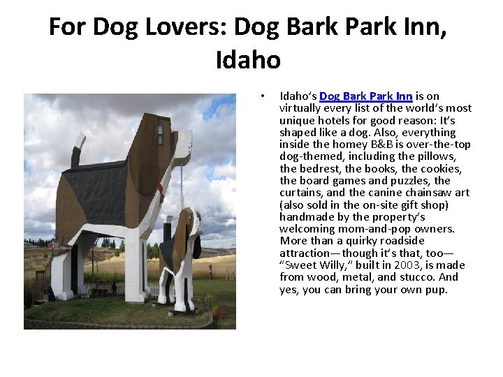 For Dog Lovers: Dog Bark Park Inn, Idaho • Idaho’s Dog Bark Park Inn