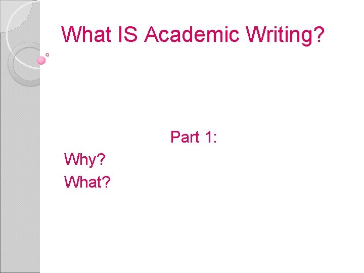 What IS Academic Writing? Part 1: Why? What? 