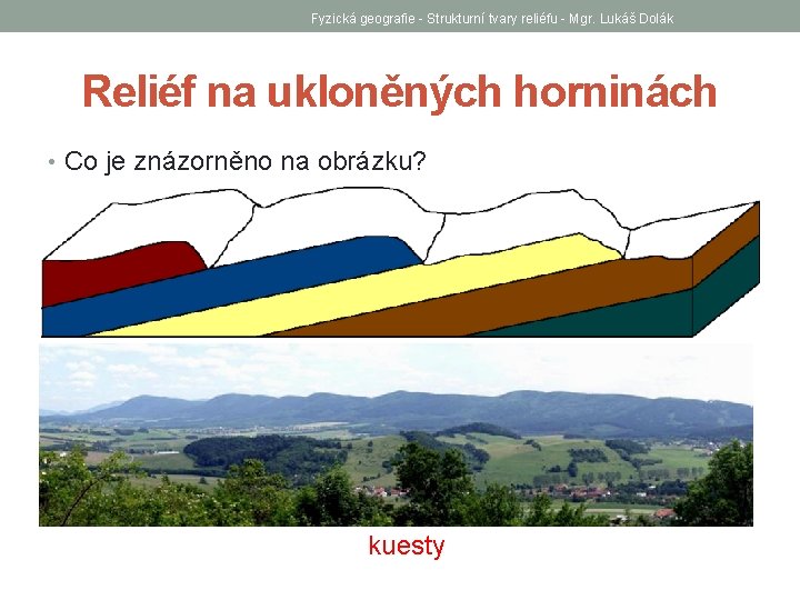 Fyzická geografie - Strukturní tvary reliéfu - Mgr. Lukáš Dolák Reliéf na ukloněných horninách