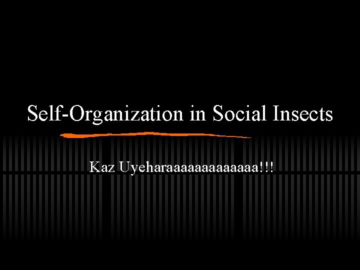 Self-Organization in Social Insects Kaz Uyeharaaaaaaa!!! 