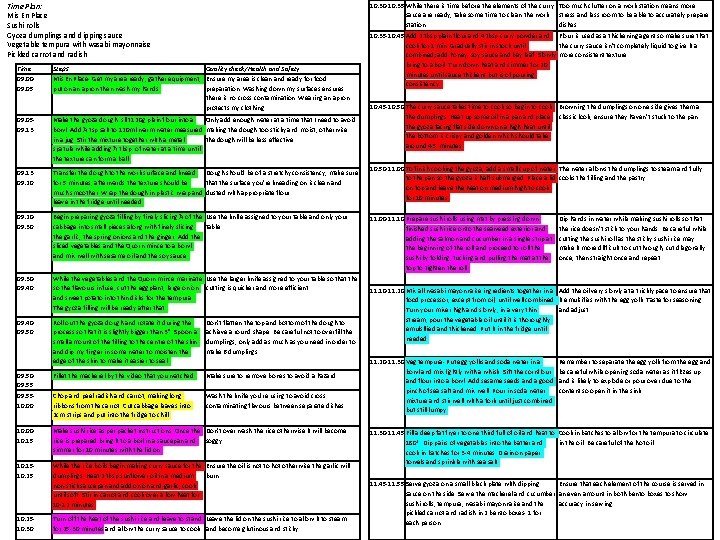 10: 30 -10: 35 While there is time before the elements of the curry 10: 30 -10: 35 While there is time before the elements of the curry
