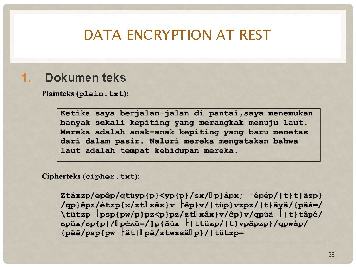 DATA ENCRYPTION AT REST 1. Dokumen teks 38 