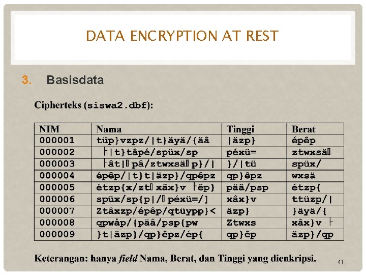 DATA ENCRYPTION AT REST 3. Basisdata 41 