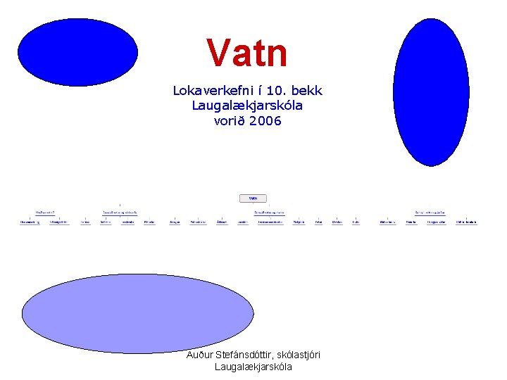 Vatn Lokaverkefni í 10. bekk Laugalækjarskóla vorið 2006 Auður Stefánsdóttir, skólastjóri Laugalækjarskóla 