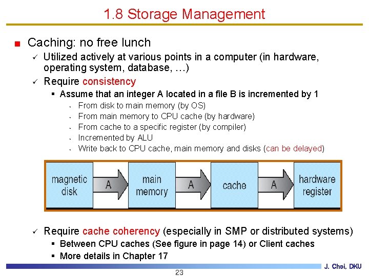 1. 8 Storage Management Caching: no free lunch ü ü Utilized actively at various