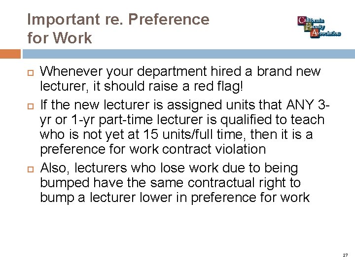 Important re. Preference for Work Whenever your department hired a brand new lecturer, it