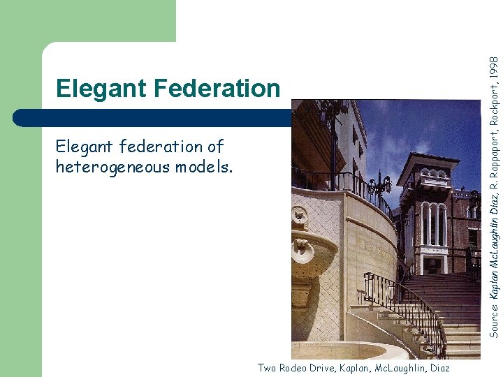 Elegant federation of heterogeneous models. Two Rodeo Drive, Kaplan, Mc. Laughlin, Diaz Source: Kaplan