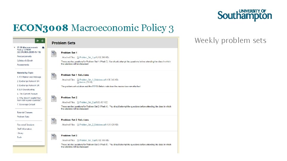 ECON 3008 Macroeconomic Policy 3 Weekly problem sets 