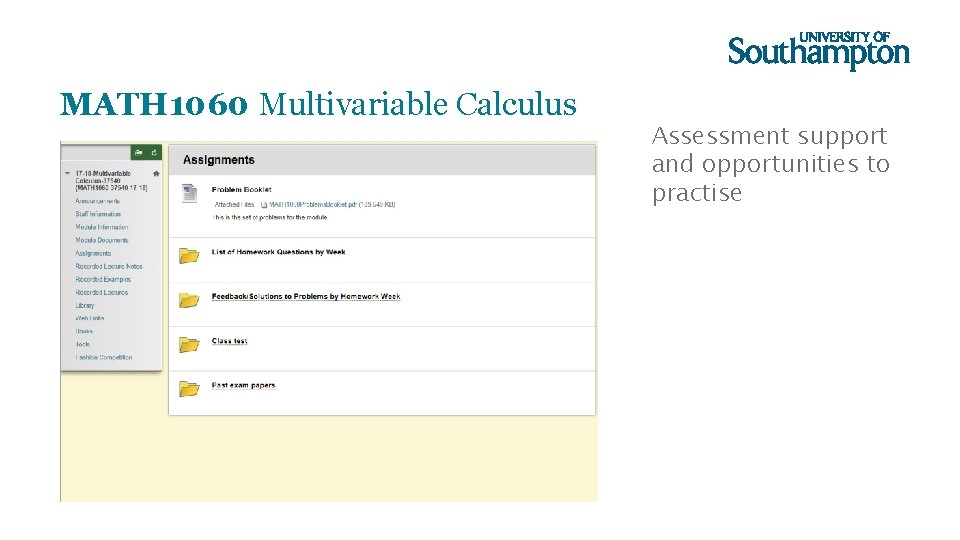 MATH 1060 Multivariable Calculus Assessment support and opportunities to practise 