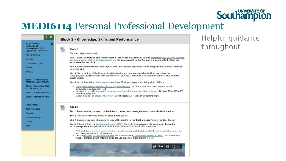 MEDI 6114 Personal Professional Development Helpful guidance throughout 