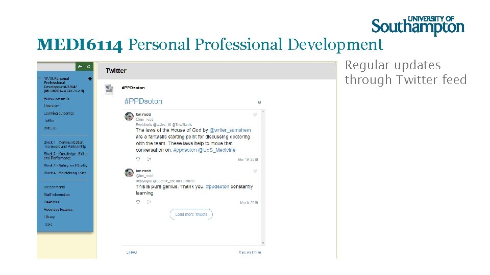 MEDI 6114 Personal Professional Development Regular updates through Twitter feed 