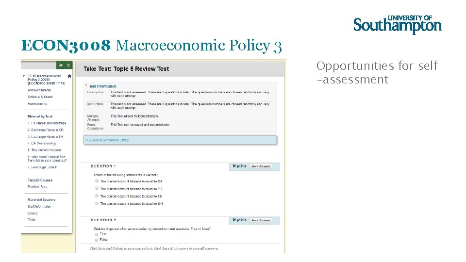 ECON 3008 Macroeconomic Policy 3 Opportunities for self -assessment 