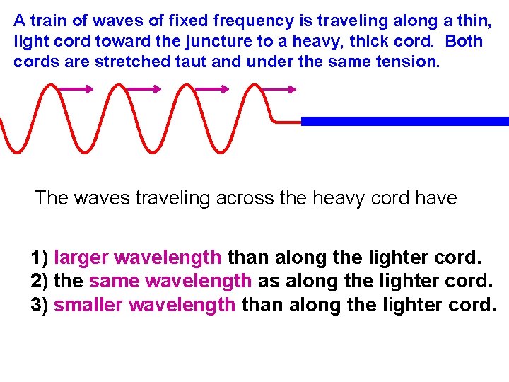 A train of waves of fixed frequency is traveling along a thin, light cord