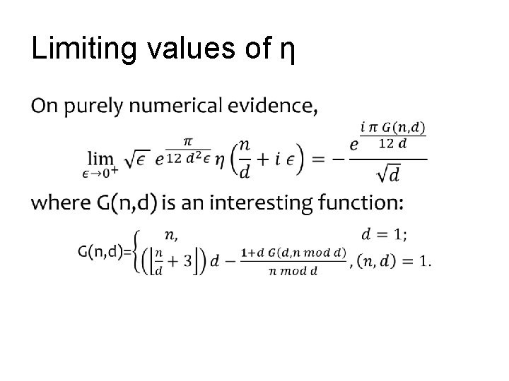 Limiting values of η • 