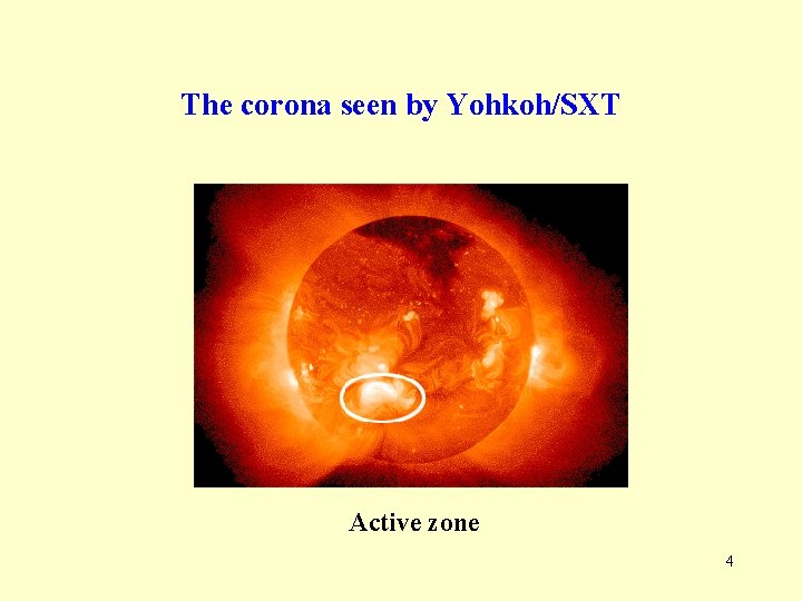 The corona seen by Yohkoh/SXT Active zone 4 The corona seen by Yohkoh/SXT Active zone 4