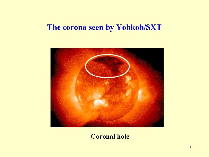 The corona seen by Yohkoh/SXT Coronal hole 5 The corona seen by Yohkoh/SXT Coronal hole 5