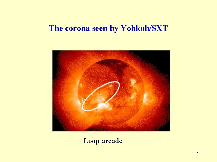 The corona seen by Yohkoh/SXT Loop arcade 8 The corona seen by Yohkoh/SXT Loop arcade 8