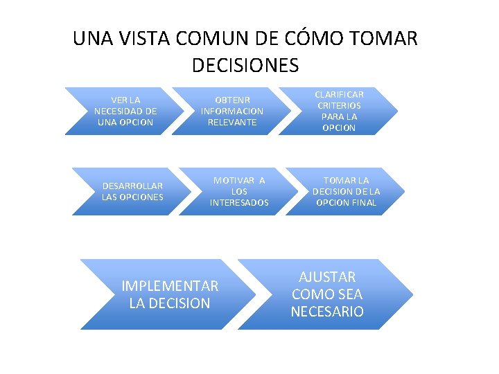 UNA VISTA COMUN DE CÓMO TOMAR DECISIONES VER LA NECESIDAD DE UNA OPCION DESARROLLAR